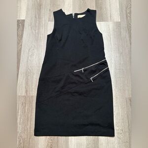 MICHAEL Michael Kors Black Mini Dress with Silver Zipper Accents